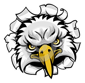 Eagle Mascot Face Ripping Through Background