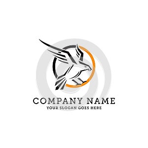 Eagle Vector Logo Template, eagle fly in circle vector illustration, Wild eagle Bird Falcon Hawk