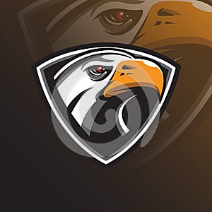 Eagle vector mascot logo design with modern illustration concept style for badge, emblem and tshirt printing. eagle head