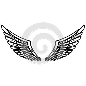 Eagle wings on light background. Design for poster, t shirt, card, banner. Vector illustration