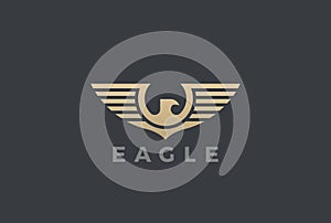 Eagle Wings Logo design vector Heraldic. Falcon Ha