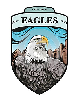 Eagles Badge Colored Vector Illustration