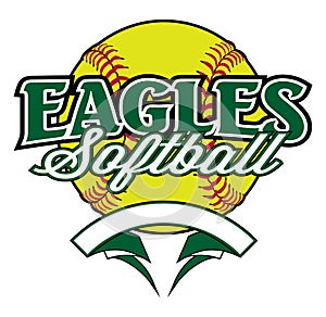 Eagles Softball Design With Banner and Ball