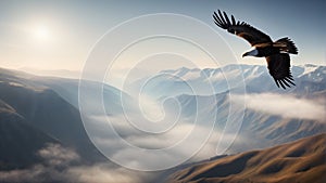 Eagly flying in the mountains. Realistic high resolution illustration