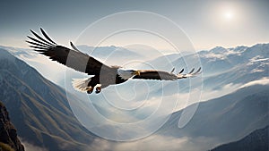 Eagly flying in the mountains. Realistic high resolution illustration