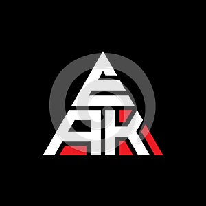 EAK triangle letter logo design with triangle shape. EAK triangle logo design monogram. EAK triangle vector logo template with red