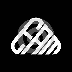 EAM letter logo creative design with vector graphic, EAM simple and modern logo in round triangle shape