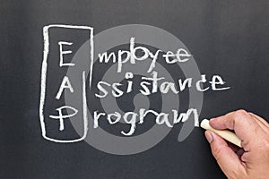 EAP acronym of Employee Assistance Program on chalkboard