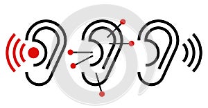 Ear, acupuncture and hearing aid icon