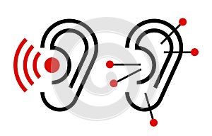 Ear acupuncture and hearing aid icon