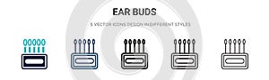 Ear buds icon in filled, thin line, outline and stroke style. Vector illustration of two colored and black ear buds vector icons