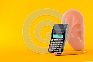 Ear with calculator and pencil