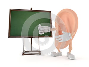 Ear character with blank blackboard