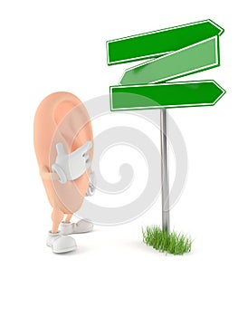 Ear character with blank signpost