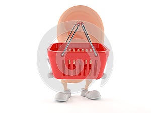 Ear character holding empty shopping basket