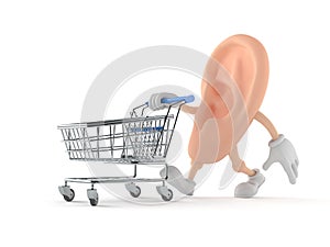 Ear character with shopping cart