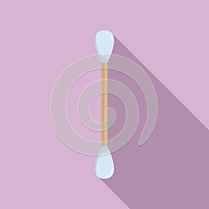 Ear clean stick icon flat vector. Cotton swab