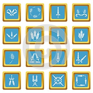 Ear corn icons set sapphirine square