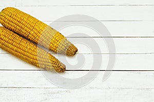 An ear of corn isolated on a white background.