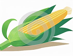 Ear of corn isolated on a white background. Fresh corncob
