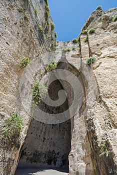 Ear of Dionysius cave in Syracue, Sicily photo