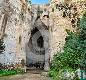 Ear of Dionysius cave. Syracuse, Sicily, Italy