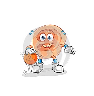 Ear dribble basketball character. cartoon mascot vector