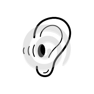Black solid icon for Ear, hear and listen