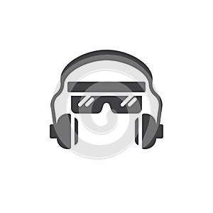 Ear and eye protection vector icon