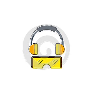 Ear and eye protection vector icon symbol isolated on white background