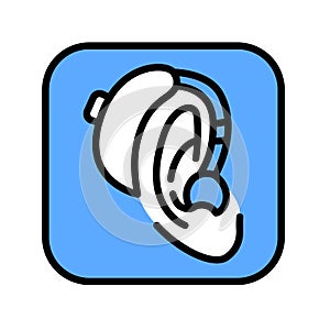 Ear hearing aid color line icon. Vector isolated element.