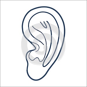 Ear hearness symbol isolated on white.