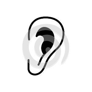 Black solid icon for Ear, listen and hear