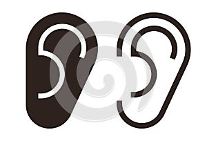 Ear icon set, hearing symbol