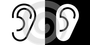 Ear icon set, hearing symbol