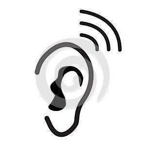 Ear icon on white background. flat style. ear icon template black for your web site design, logo, app, UI. hearing symbol. hearing