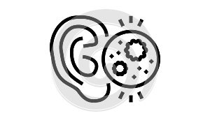 ear infection line icon animation