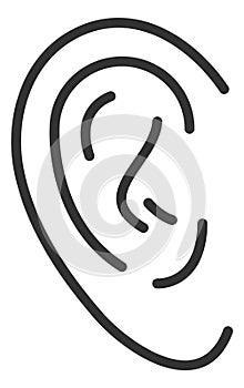 Ear line icon. Hearing symbol. Audible logo