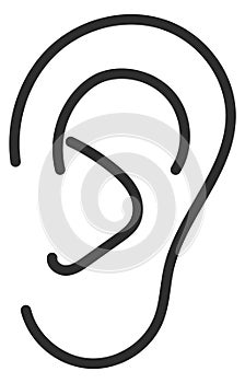 Ear line icon. Human sense organ. Listen symbol