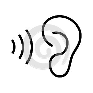 Ear listen icon on white background