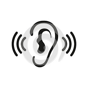 Ear Listening Hearing Audio Sound Waves vector icon