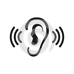Ear Listening Hearing Audio Sound Waves vector icon photo