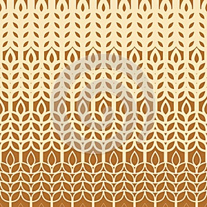 Ear of malt, corn, wheat seamless pattern. Repeating golden agriculture fiber. Repeated gold whole grains shape decoration prints