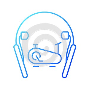 In ear neckband headphones gradient linear vector icon