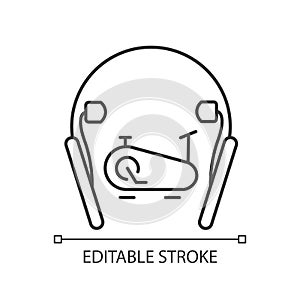 In ear neckband headphones linear icon