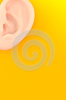 Ear on orange background