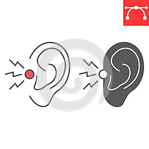 Ear pain line and glyph icon