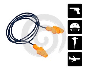 Ear plugs vector illustration. Silicone earplugs.