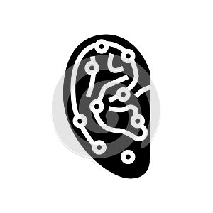 ear points acupuncture glyph icon vector illustration