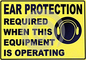 Ear Protection Yellow Sign Background